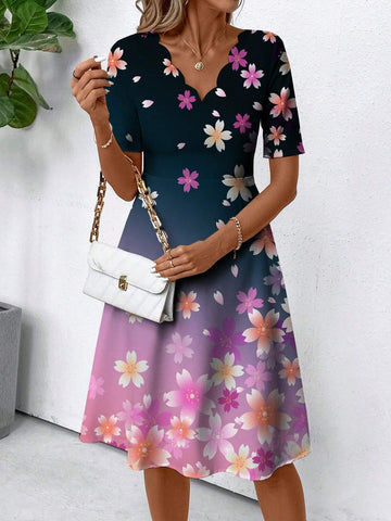 Full Printed Casual Simple Women's Summer Dress