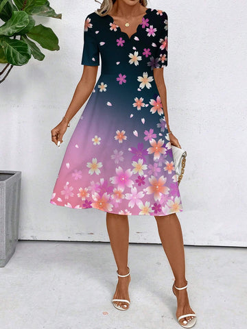 Full Printed Casual Simple Women's Summer Dress