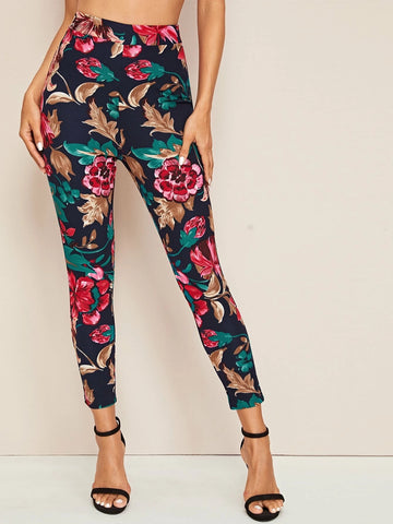 Clasi High Waist Floral Print Skinny Pants