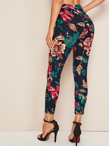 Clasi High Waist Floral Print Skinny Pants