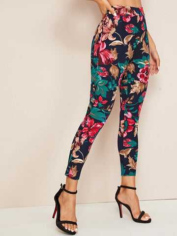 Clasi High Waist Floral Print Skinny Pants