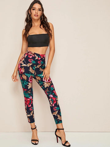 Clasi High Waist Floral Print Skinny Pants
