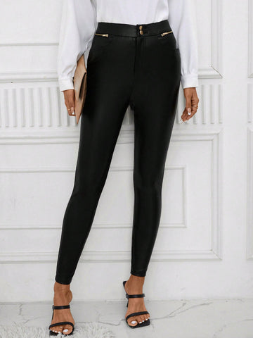 Clasi High Waist PU Leather Skinny Pants