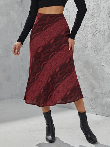 Clasi High Waist Snakeskin Print Skirt