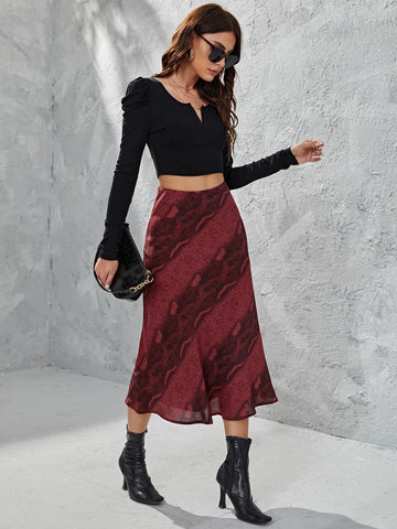 Clasi High Waist Snakeskin Print Skirt