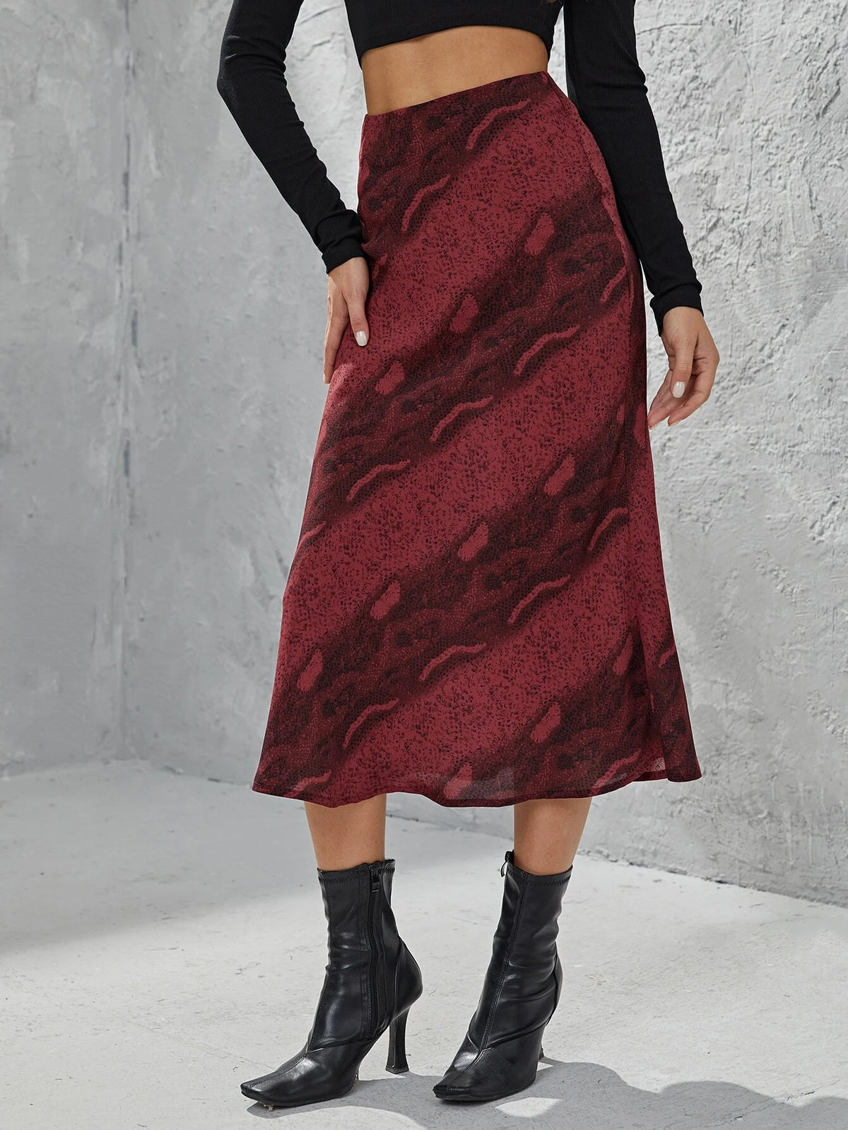 Clasi High Waist Snakeskin Print Skirt