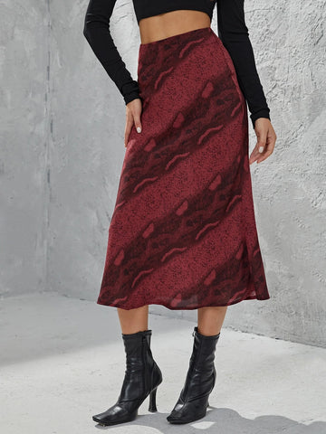 Clasi High Waist Snakeskin Print Skirt