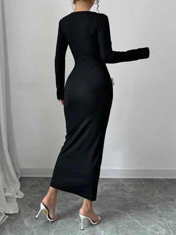 Hollow Floral Design Sexy Women Dress