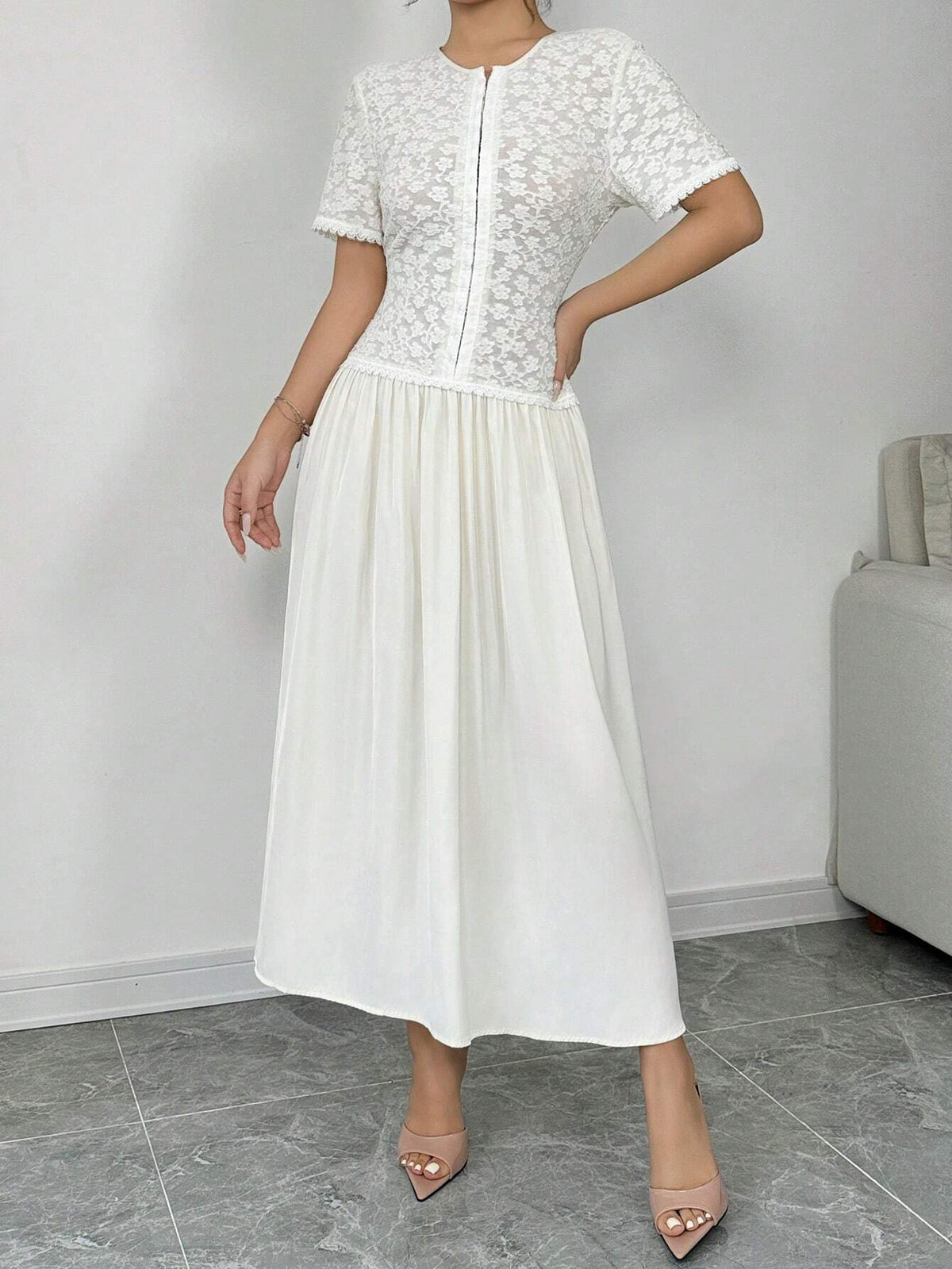 Knitted & Satin Patchwork Dress