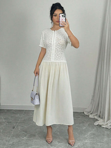 Knitted & Satin Patchwork Dress