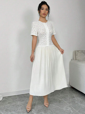 Knitted & Satin Patchwork Dress