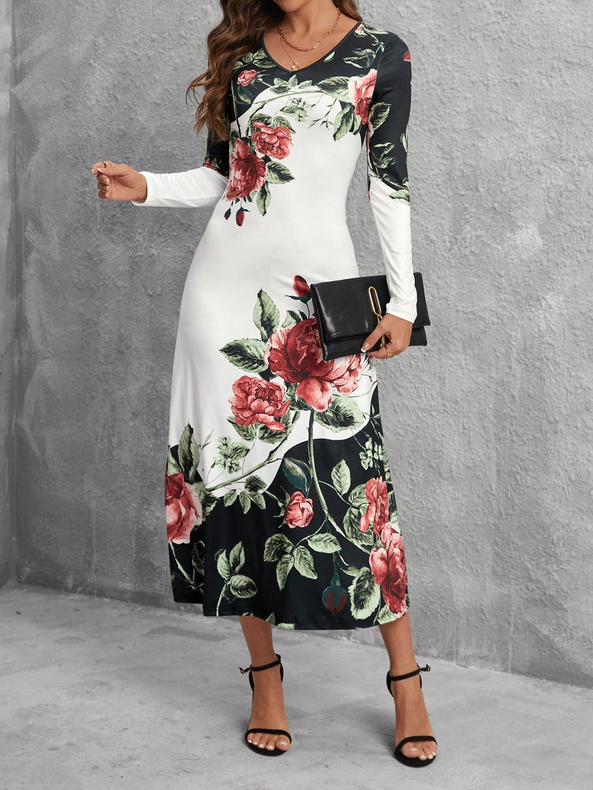 Ladies' Colorblocked Floral Print Dress