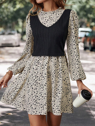 Ladies' Fashion Ditsy Floral Casual Dress