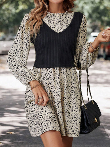 Ladies' Fashion Ditsy Floral Casual Dress