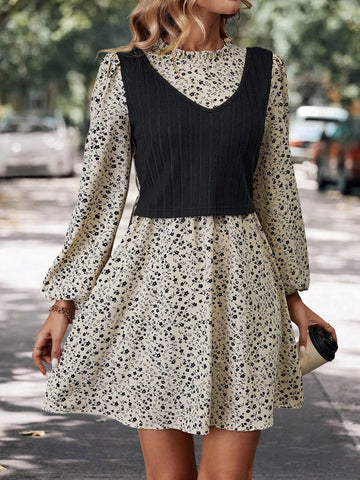 Ladies' Fashion Ditsy Floral Casual Dress