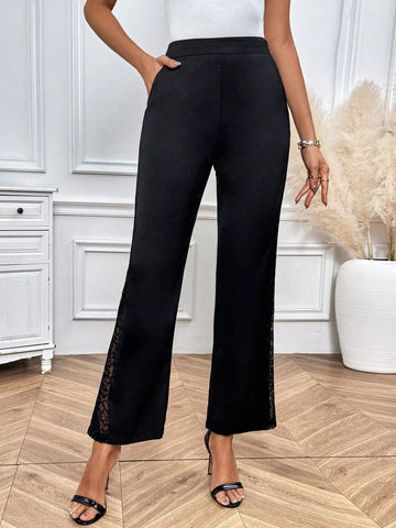 Clasi Ladies" Lace Side-Trimmed Simple And Versatile Everyday Pants