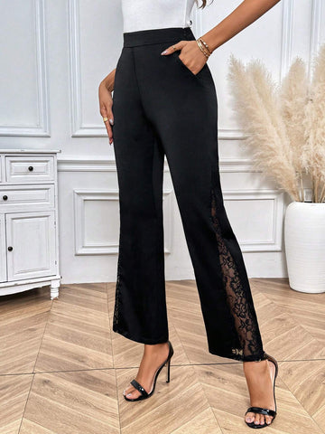Clasi Ladies" Lace Side-Trimmed Simple And Versatile Everyday Pants
