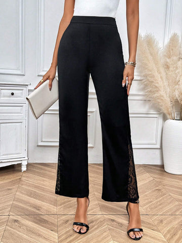 Clasi Ladies" Lace Side-Trimmed Simple And Versatile Everyday Pants