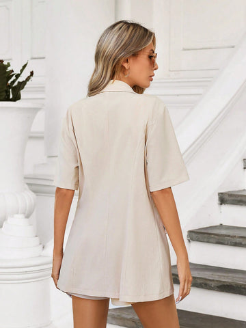 Ladies Solid Color Casual Two-Piece Set