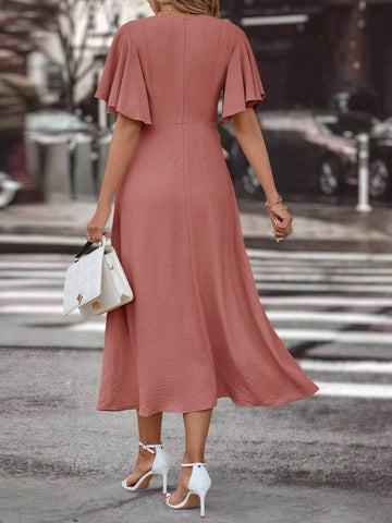 Ladies' Split Hem Solid Color Maxi Dress For Spring/Summer