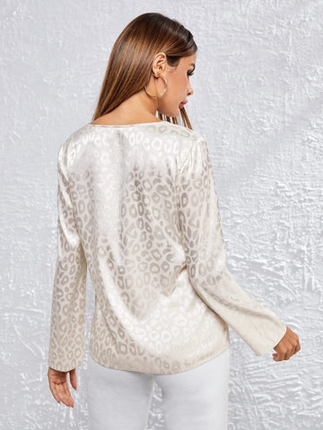Clasi Leopard Jacquard Satin Top