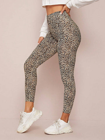 Clasi Leopard Print High-Rise Leggings High Elasticity