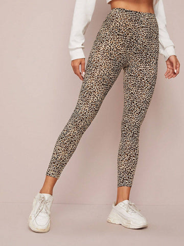 Clasi Leopard Print High-Rise Leggings High Elasticity