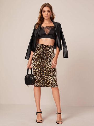 Clasi Leopard Print High Waist Pencil Skirt