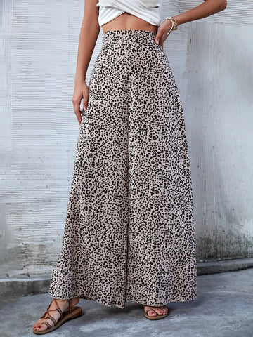 Clasi Leopard Print High Waist Wide Leg Pants