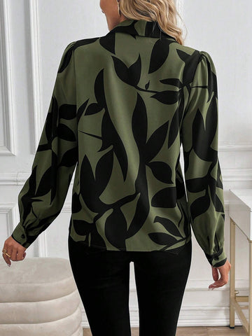 Clasi Long Sleeve All-Over Print Shirt Collar Casual Top