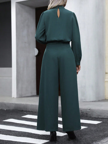 Mock Neck Blouse & Wide Leg Pants