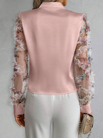 Clasi Patchwork Print Elegant Casual Women Shirt