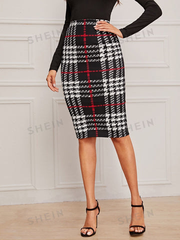 Clasi Plaid High-Rise Pencil Skirt