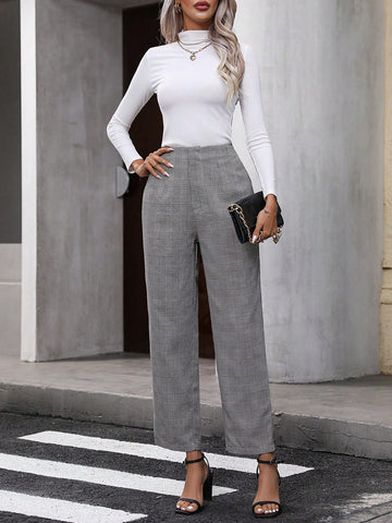 Clasi Plaid Print Straight Leg Pants