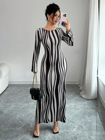 Printed Slim Fit Dress For Women