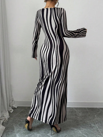 Printed Slim Fit Dress For Women