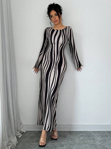 Printed Slim Fit Dress For Women