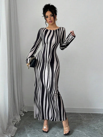 Printed Slim Fit Dress For Women