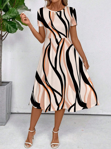 Pumpkin Orange Basic Simple Dress For Ladies, Autumn Dress