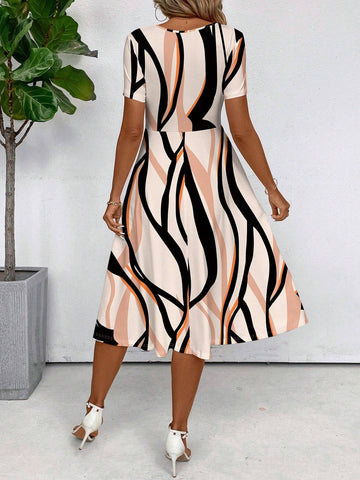 Pumpkin Orange Basic Simple Dress For Ladies, Autumn Dress