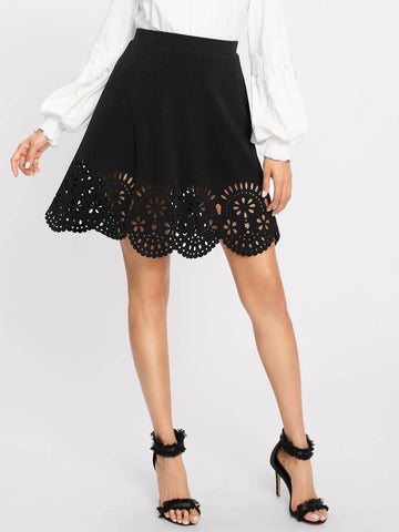 Clasi Scalloped Laser Cut Trim Skirt