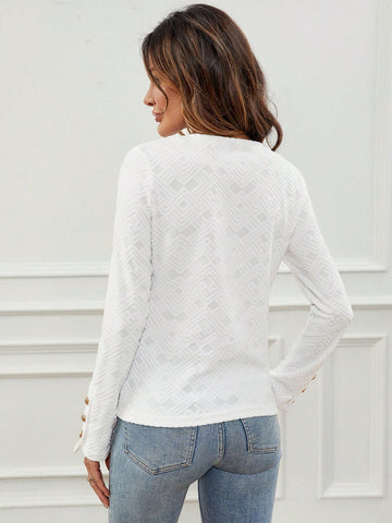 Solid Button Detail Tee