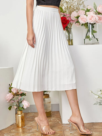 Clasi Solid Pleated Skirt