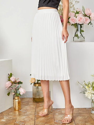 Clasi Solid Pleated Skirt