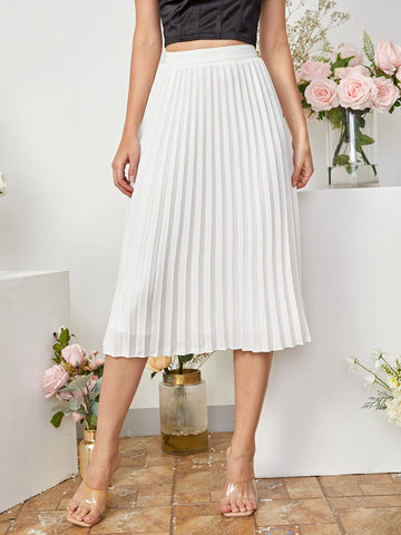 Clasi Solid Pleated Skirt