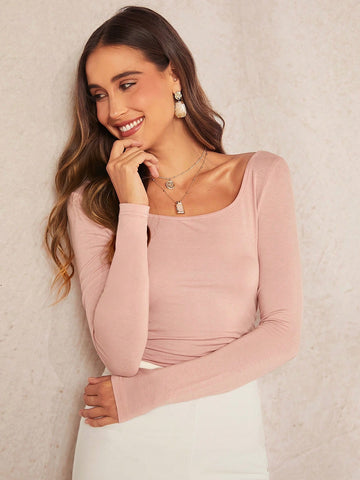 Solid Ruched Side Tee