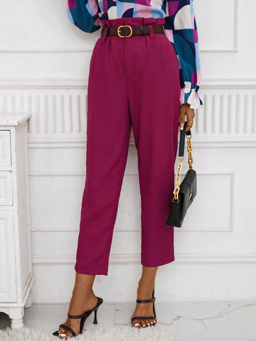 Clasi Solid Slant Pocket Pants Without Belt