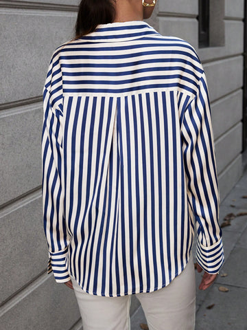 Striped Print Drop Shoulder Shirt