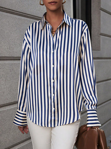 Striped Print Drop Shoulder Shirt