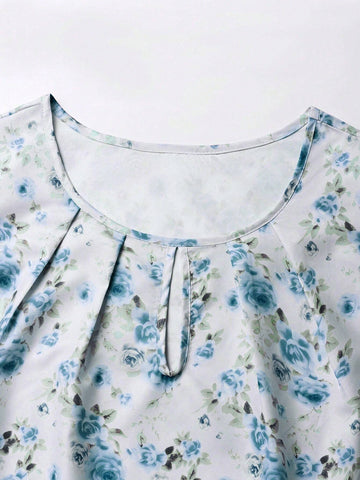 Clasi Summer Casual Ditsy Floral Puff Sleeve Shirt